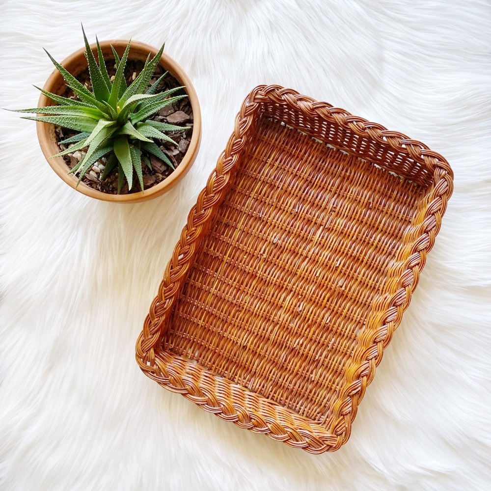 Rectangular Boho Wicker Basket